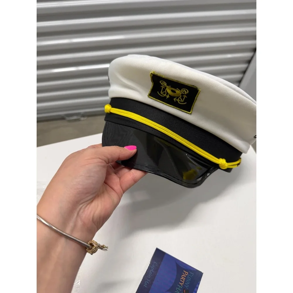 Funny Party Hats Captain Hat White Yacht Sailor Cap Costume Accessory Nautical